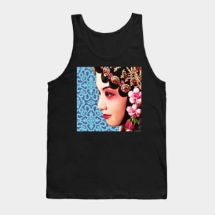 Chinese Opera Star Blue with Purple Tile Floor Pattern- Hong Kong Retro Tank Top